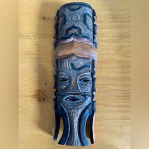 Vintage. Handcrafted Tribal Mask Wall Art - Black and Brown
